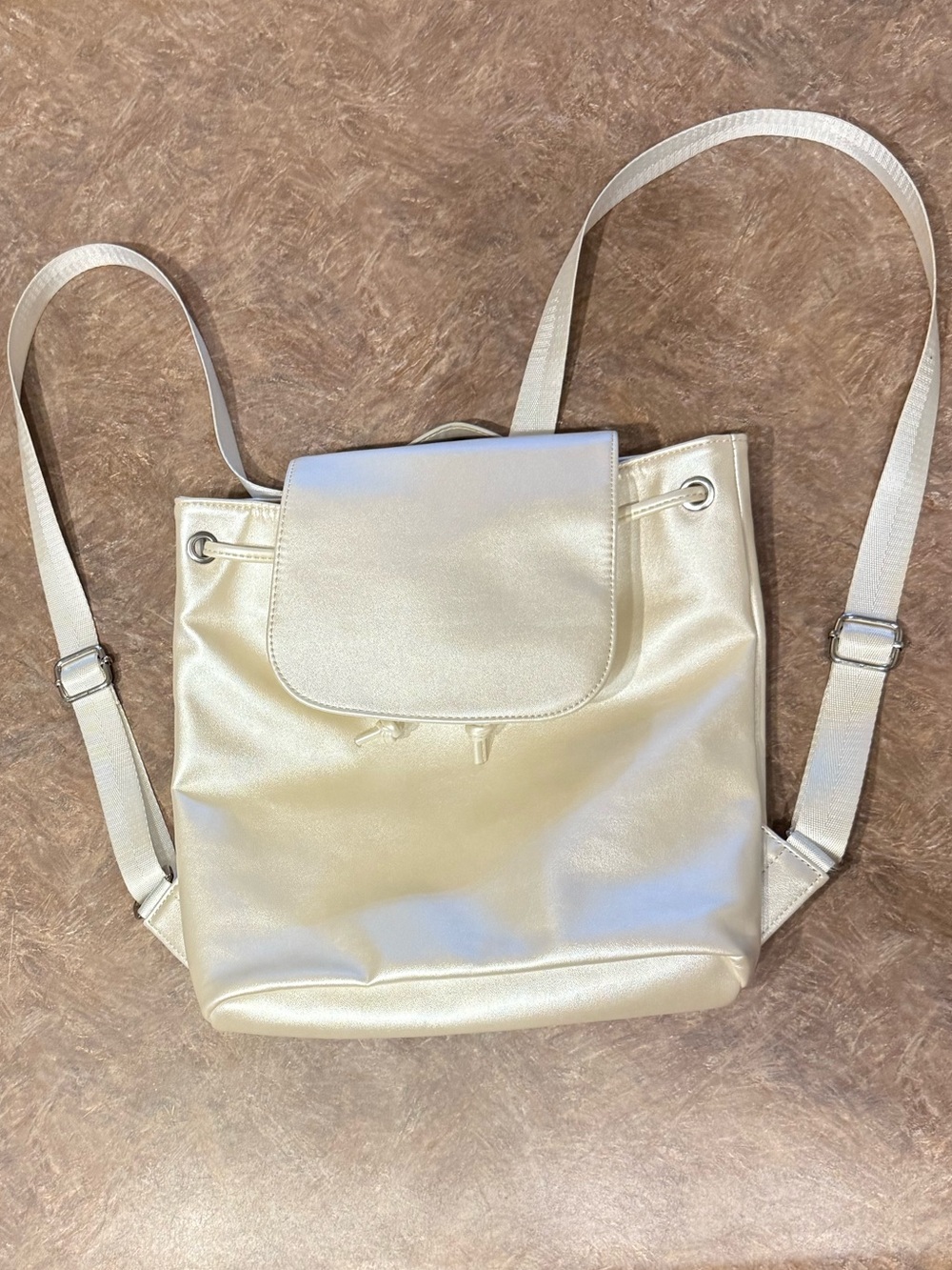Urban Outfitters Metallic Cream Women’s Mini Backpack - Sleek Everyday Bag